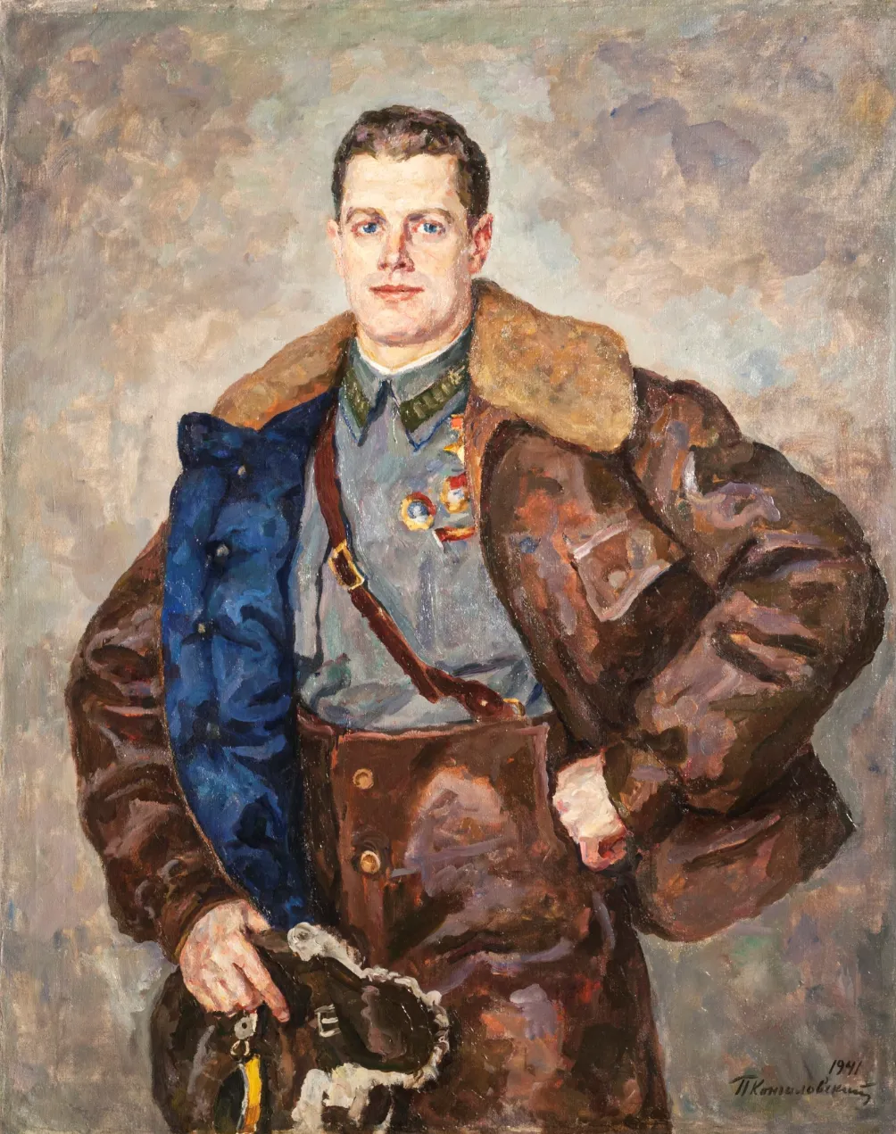 Портрет Героя Советского Союза летчика А. Б. Юмашева